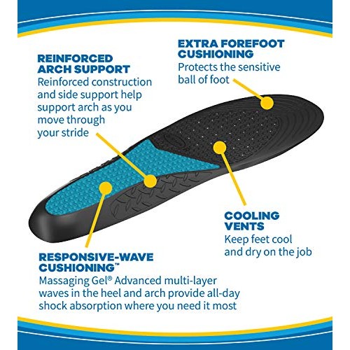 Dr. Scholl's Work Massaging Gel Advanced Insoles for Men Shoe Inserts