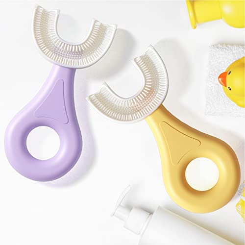 Kids' U Shaped Toothbrush Age 2-6 - Two Super Soft Toothbrushes Come with 2 T...