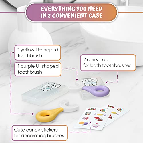 Kids' U Shaped Toothbrush Age 2-6 - Two Super Soft Toothbrushes Come with 2 T...