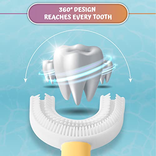 Kids' U Shaped Toothbrush Age 2-6 - Two Super Soft Toothbrushes Come with 2 T...