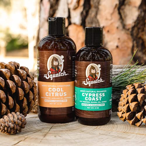 Dr. Squatch Citrus & Cypress Men's Shampoo + Conditioner Hair Bundle - Keeps ...