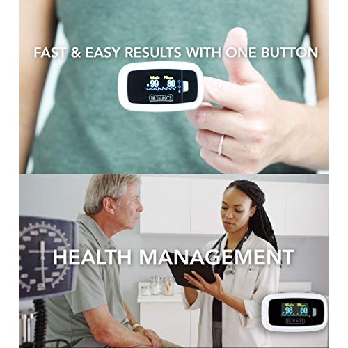 Dr. Talbot's Pulse Oximeter with Lanyard and Travel Pouch, White and Gray