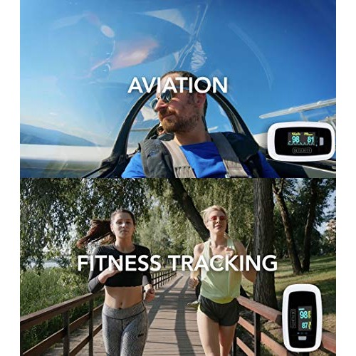 Dr. Talbot's Pulse Oximeter with Lanyard and Travel Pouch, White and Gray