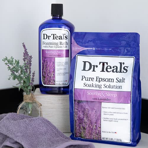 Dr Teal’s Foaming Bath with Pure Epsom Salt, Soothe & Sleep with Lavender, 34...
