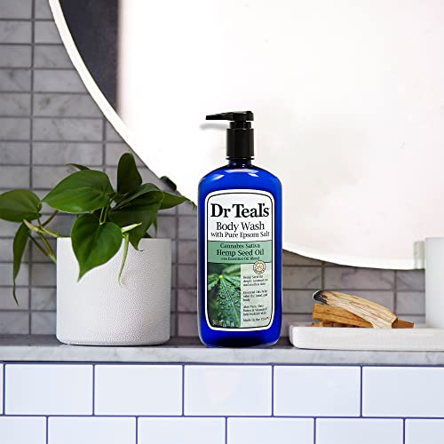 Dr Teal's Body Wash with Pure Epsom Salt, Cannabis Sativa Hemp Seed Oil, 24 f...