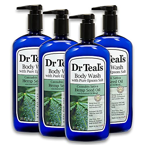 Dr Teal's Body Wash with Pure Epsom Salt, Cannabis Sativa Hemp Seed Oil, 24 f...
