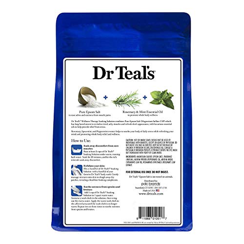 Dr Teal's Epsom Salt 4-pack (12 lbs Total) Wellness Therapy with Rosemary and...