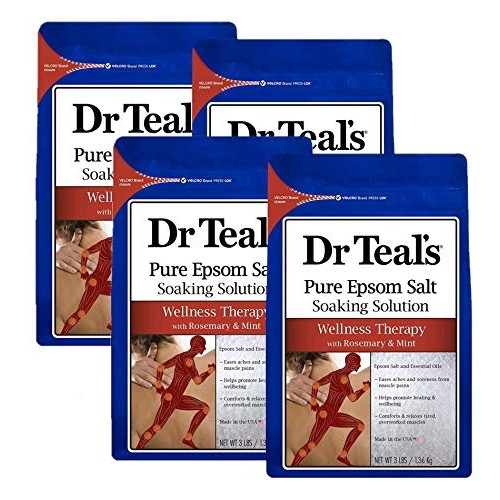 Dr Teal's Epsom Salt 4-pack (12 lbs Total) Wellness Therapy with Rosemary and...