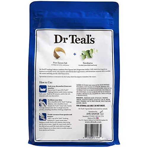 Dr Teal's Epsom Salt Bath Soaking Solution, Eucalyptus and Lavender, 2 Count,...