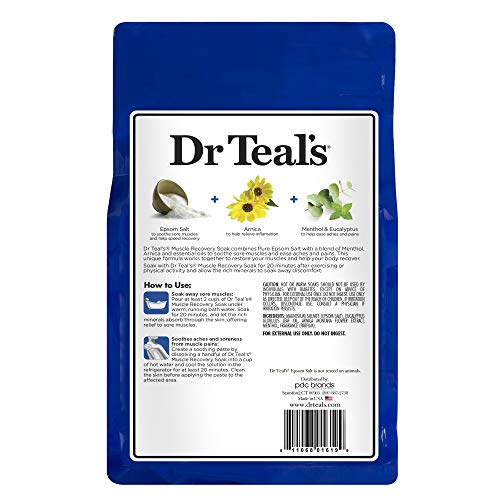 Dr. Teal's Epsom Salt - Muscle Recovery Soak - Whole Body Relief with Arnica,...