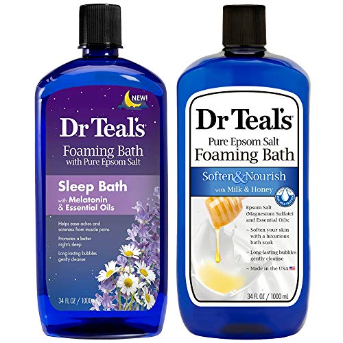 Dr Teal's Foaming Bath Combo Pack (68 fl oz Total), Melatonin Sleep Soak, and...
