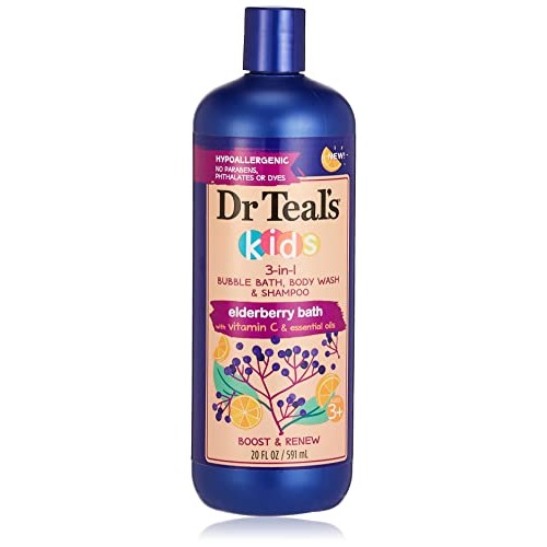 Dr Teal's Kids 3 in 1 Elderberry Bubble Bath, Body Wash & Shampoo with Vitami...