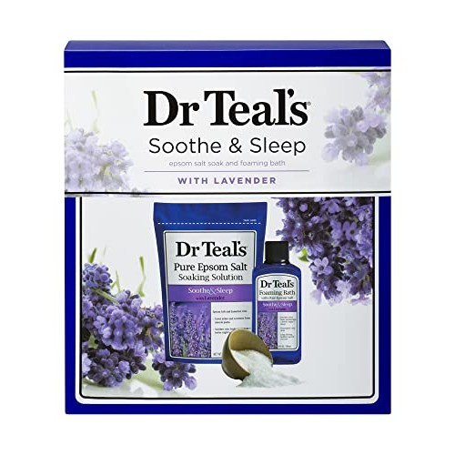 Dr Teal's Lavender Epsom Salt & Foaming Bath Oil Sampler Gift Set 2020 - Give...