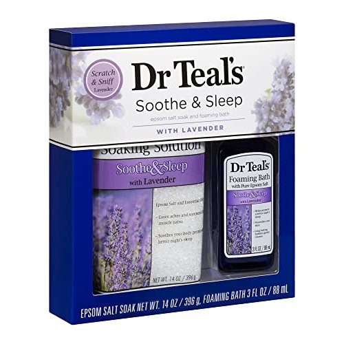 Dr Teal's Lavender Epsom Salt & Foaming Bath Oil Sampler Gift Set 2020 - Give...
