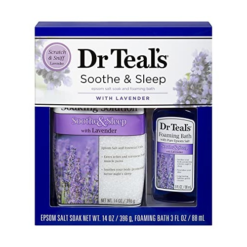Dr Teal's Lavender Epsom Salt & Foaming Bath Oil Sampler Gift Set 2020 - Give...