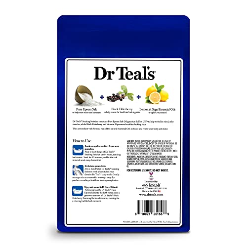 Dr Teal's Pure Epsom Salt Soak, Black Elderberry with Vitamin D, 3 lbs