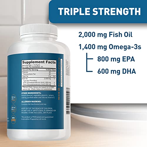 Dr. Tobias Omega 3 Fish Oil – Triple Strength Dietary Nutritional Supplement ...
