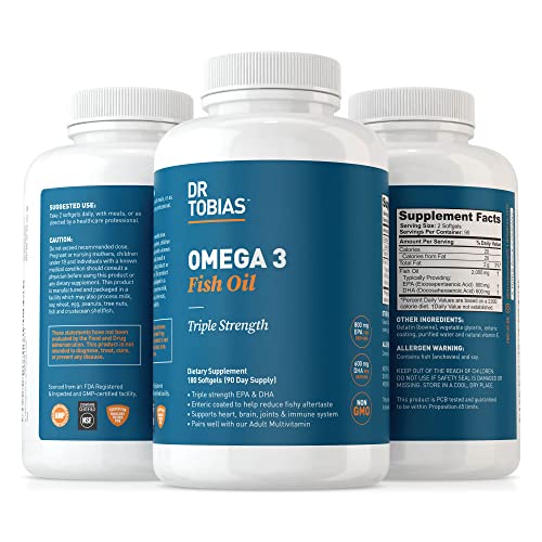 Dr. Tobias Omega 3 Fish Oil – Triple Strength Dietary Nutritional Supplement ...