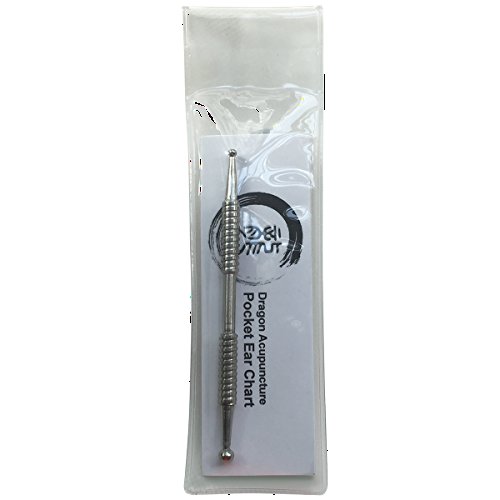 Dual Head Tip Acupuncture Ear and Body Point Probe Pocket Ear Chart and Pouch