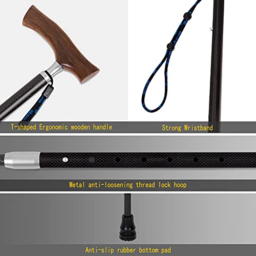 DRAGON CARBON Walking Cane/100% Carbon Fiber Portable Retractable Walking Sti...
