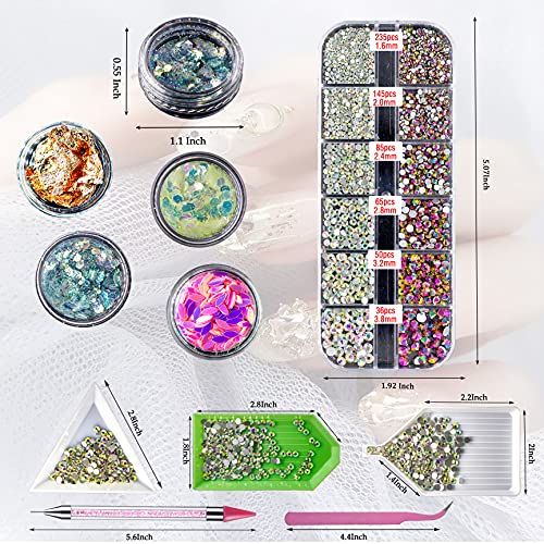 Nail Gems, 1234pcs Nail Rhinestones and Nail Art Kit,Rhinestones and Nail Art...