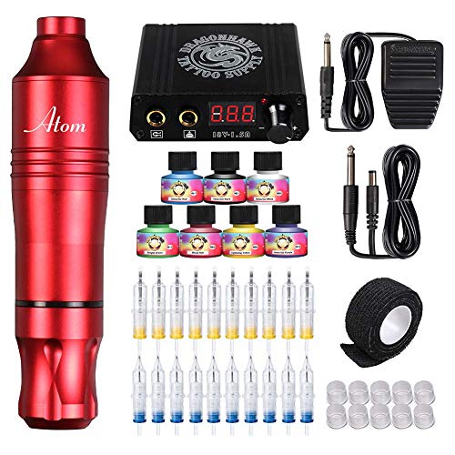 Dragonhawk Pro Complete Tattoo Pen Kit - Atom Lightweight Tattoo Pen Machine ...
