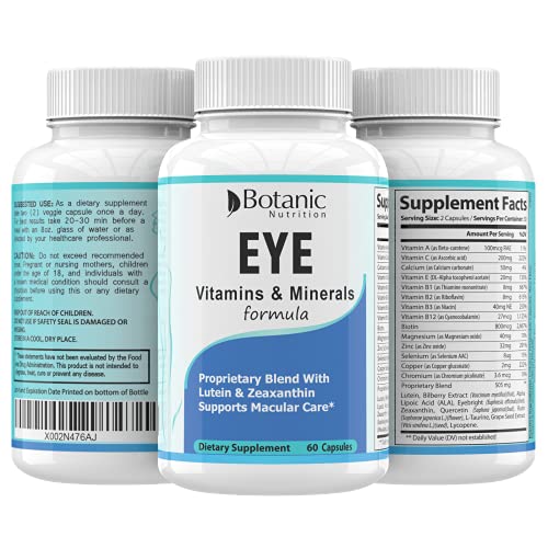 Eye Vitamins with Lutein and Zeaxanthin. Vision Care Supplements with Multivi...