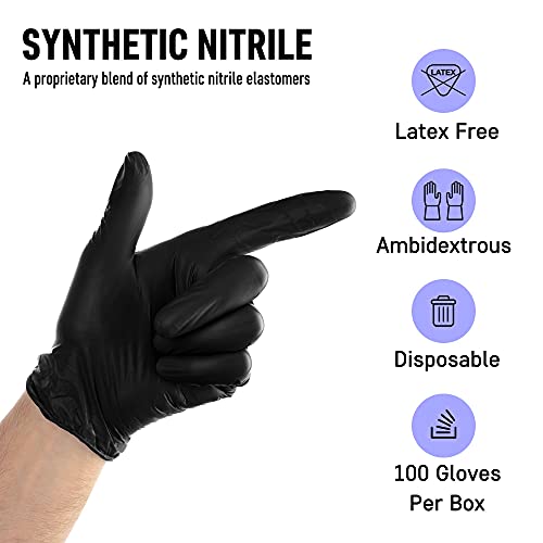 Synthetic Nitrile Black Disposable Gloves Large -100 PK No Latex Medical Gloves