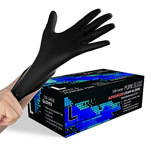 Synthetic Nitrile Black Disposable Gloves Large -100 PK No Latex Medical Gloves