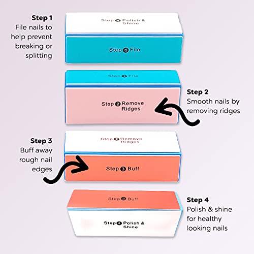 4 Way Nail Buffer Block 4 Steps Sanding Polisher Washable Files Nails Art Ped...
