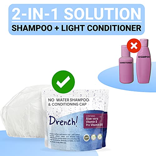 Drench No Water Shampoo Caps [5-Pack] - Waterless Shampoo and Conditioner - D...