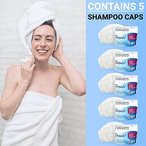 Drench No Water Shampoo Caps [5-Pack] - Waterless Shampoo and Conditioner - D...
