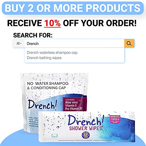 Drench No Water Shampoo Caps [5-Pack] - Waterless Shampoo and Conditioner - D...