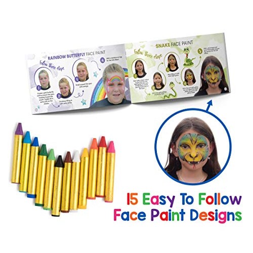 Dress-Up-America Face Paint Crayons - With Artbook & Easy To Follow Facepaint...