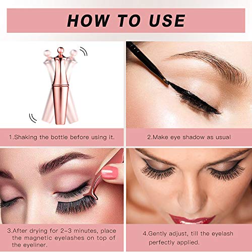 DREWALA Magnetic Eyelashes with Eyeliner Kit, 5 Pairs Fake Eyelashes 3D Natur...