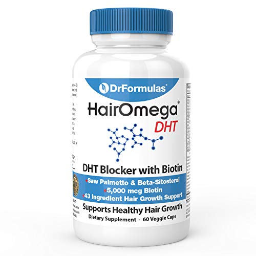 DrFormulas HairOmega DHT Blocker Biotin 5000 mcg Vitamins for Hair Growth Sup...