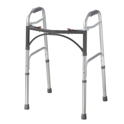 Drive Medical 10200-1 Deluxe 2-Button Folding Walker, Silver