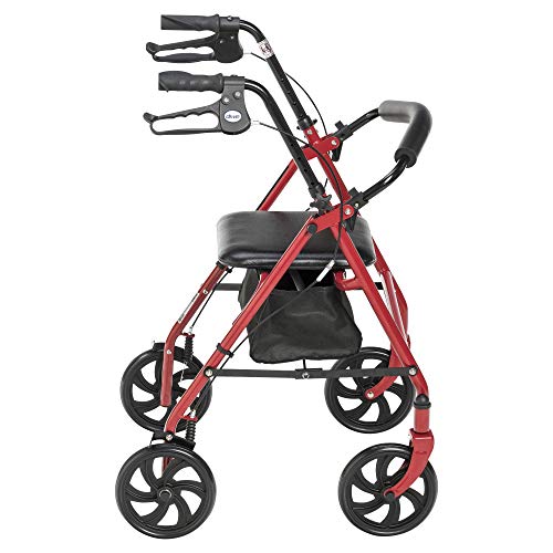 Drive Medical 10257RD-1 Four Wheel Rollator with Fold Up Removable Back Suppo...