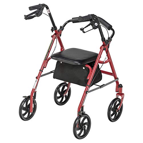 Drive Medical 10257RD-1 Four Wheel Rollator with Fold Up Removable Back Suppo...
