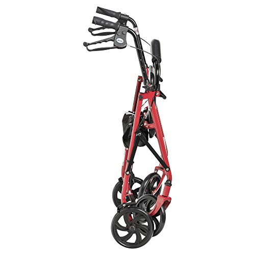 Drive Medical 10257RD-1 Four Wheel Rollator with Fold Up Removable Back Suppo...