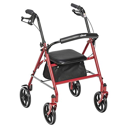 Drive Medical 10257RD-1 Four Wheel Rollator with Fold Up Removable Back Suppo...