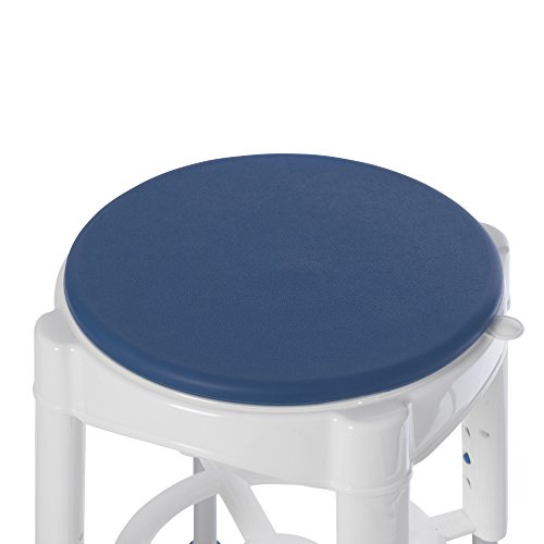 Drive Medical Bath Stool With Padded Rotating Seat, White with Blue Seat