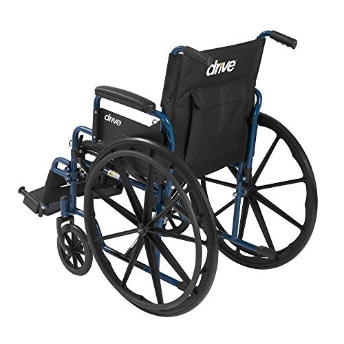 Drive Medical Blue Streak Ultra-Lightweight Wheelchair With Flip-Backs Arms &...