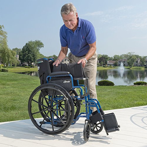 Drive Medical Blue Streak Ultra-Lightweight Wheelchair With Flip-Backs Arms &...