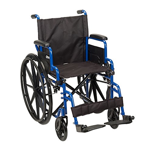Drive Medical Blue Streak Ultra-Lightweight Wheelchair With Flip-Backs Arms &...