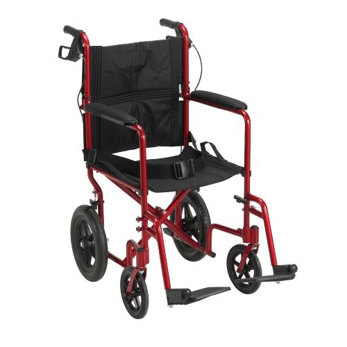 Drive Medical EXP19LTRD Lightweight Expedition Folding Transport Wheelchair w...