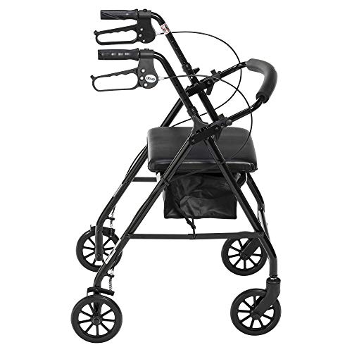 Drive Medical R726BK Foldable Rollator Walker with Seat, Black
