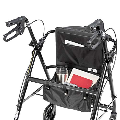 Drive Medical R726BK Foldable Rollator Walker with Seat, Black
