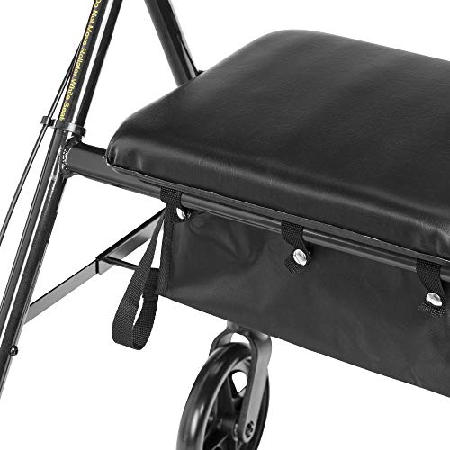 Drive Medical R726BK Foldable Rollator Walker with Seat, Black