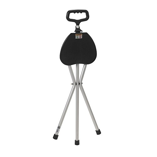 Drive Medical RTL10365-ADJ Adjustable Lightweight Folding Cane with Seat, Black